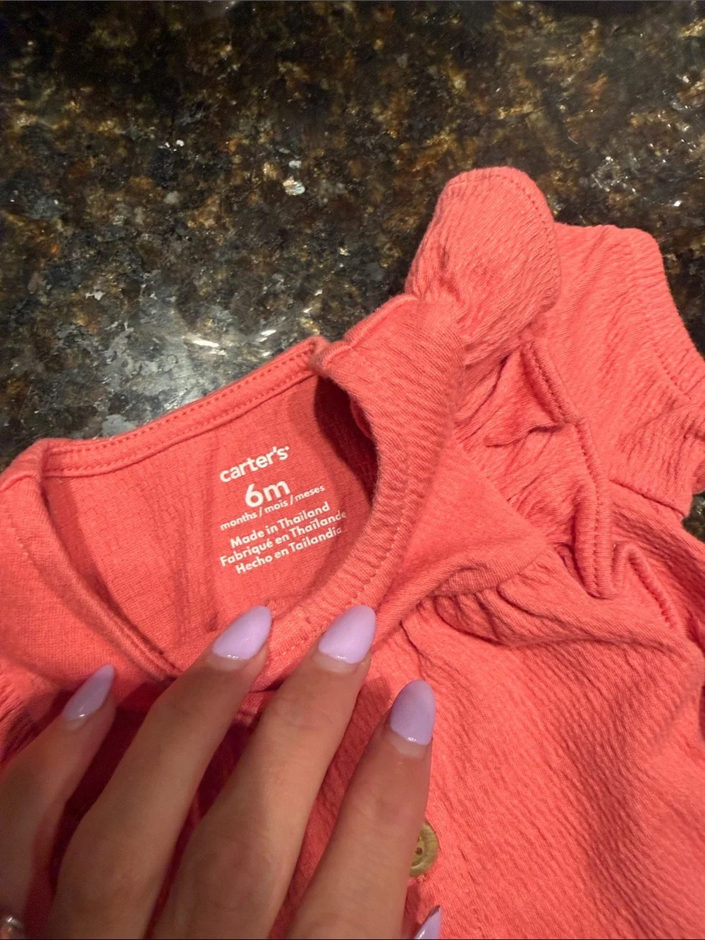 Coral Pink Ruffle Sleeve Button-Front Baby Girl Set - 6 Months BRAND NEW